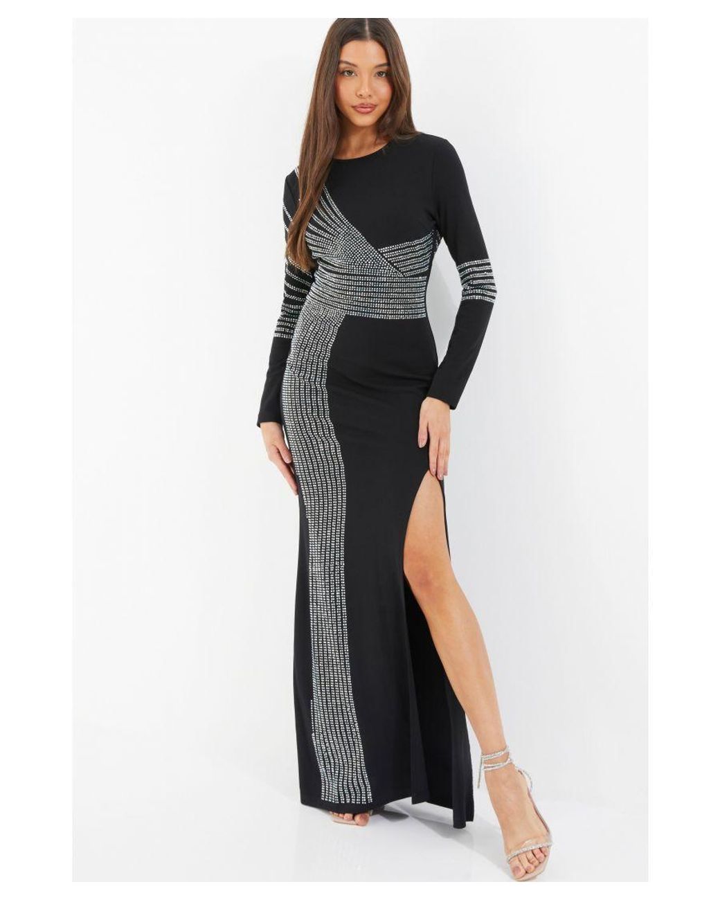 Black split leg maxi cheap dress