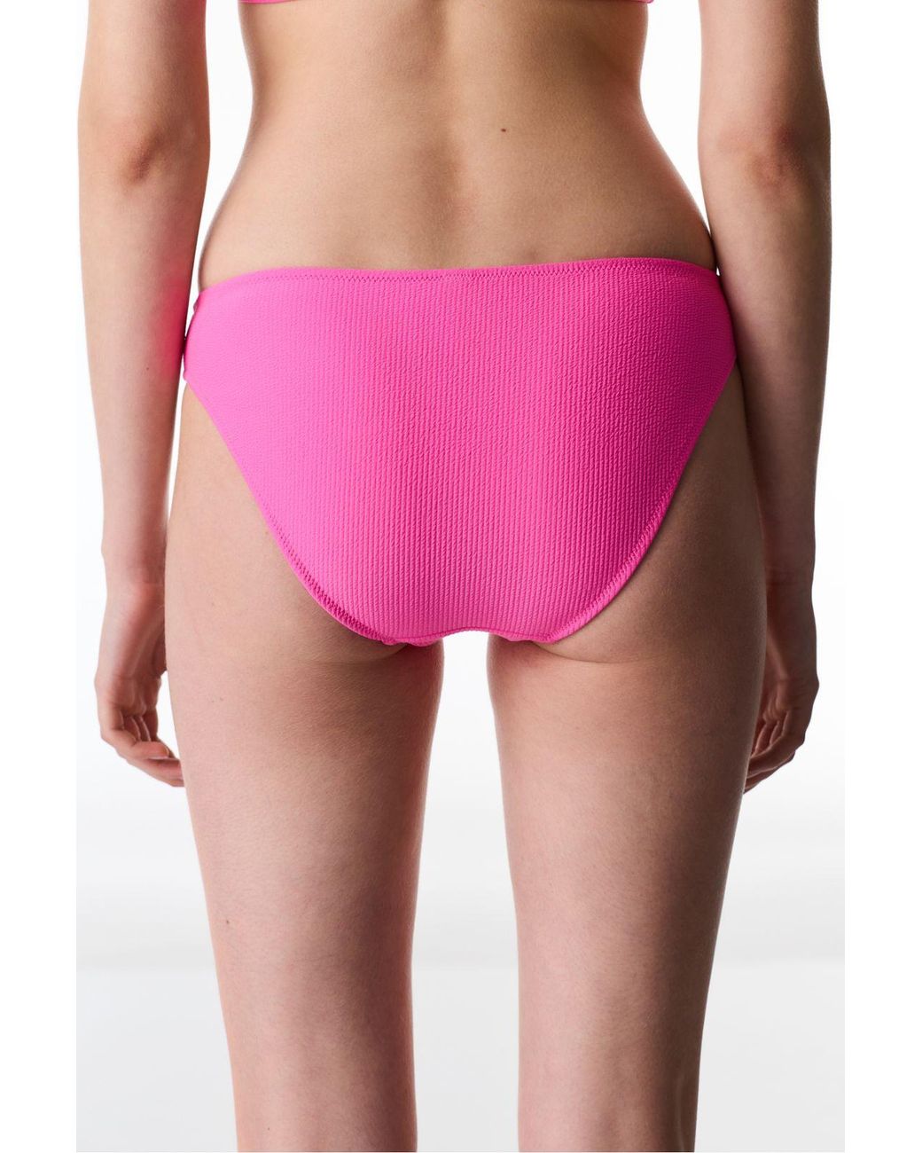 Penti Pink Glossy Nena Textured Mid-Rise Bikini Bottom