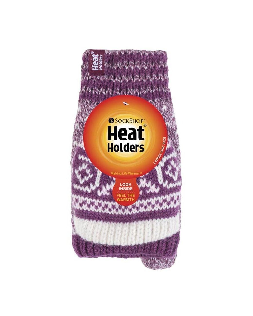 Heat Holders Ladies Warm Fairisle Patterned Thermal Fingerless Converter  Gloves in Purple | Lyst UK