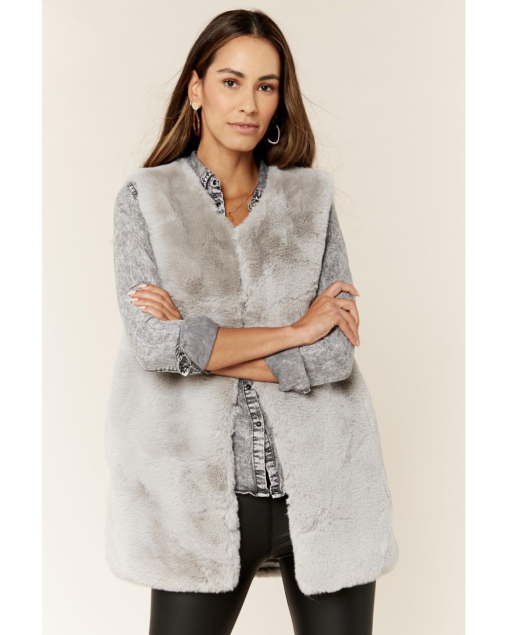 Gini London Natural No Cut Faux Fur Sleeveless Gilet