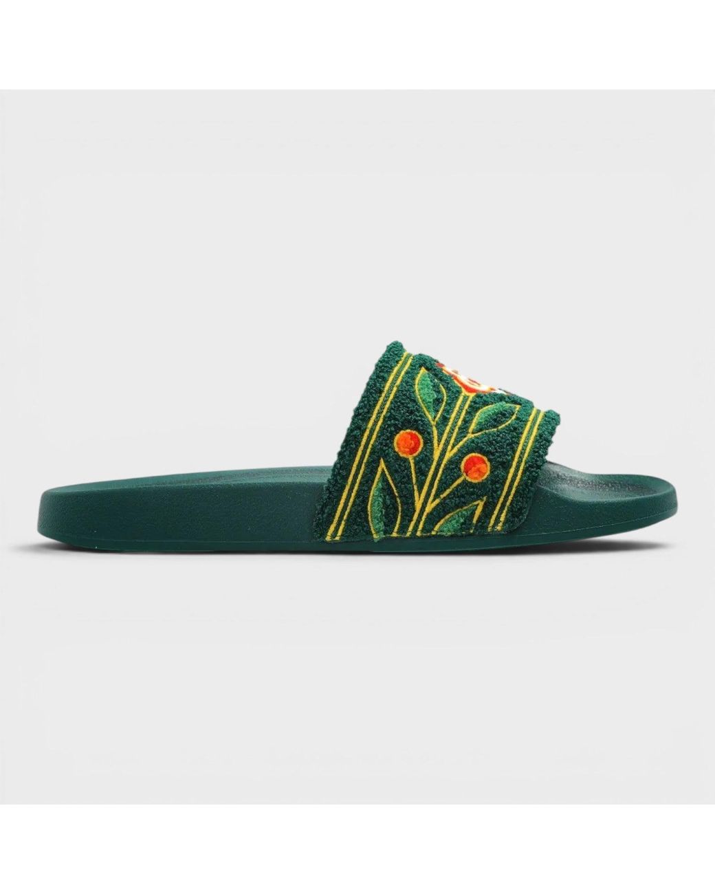 Casablanca Green Embroidered Terry Slider Uk8 Rubber for men