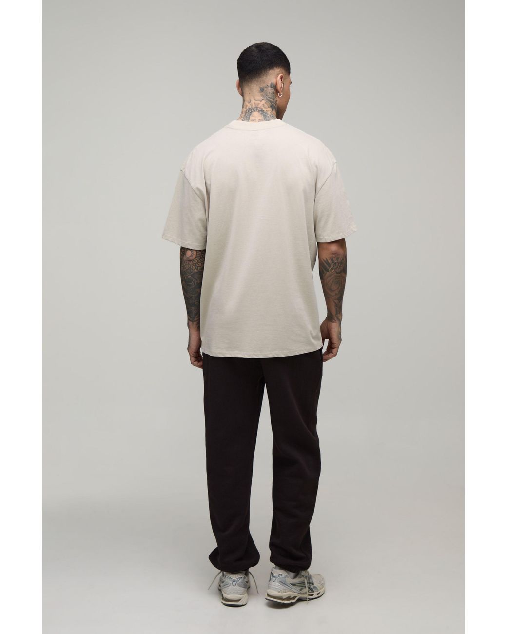 BoohooMAN Natural Tall Oversized Guiness Pint License Print T-Shirt for men