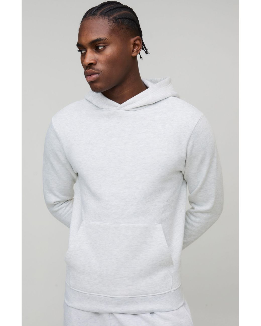 BoohooMAN White Basic Slim Over The Head Hoodie for men