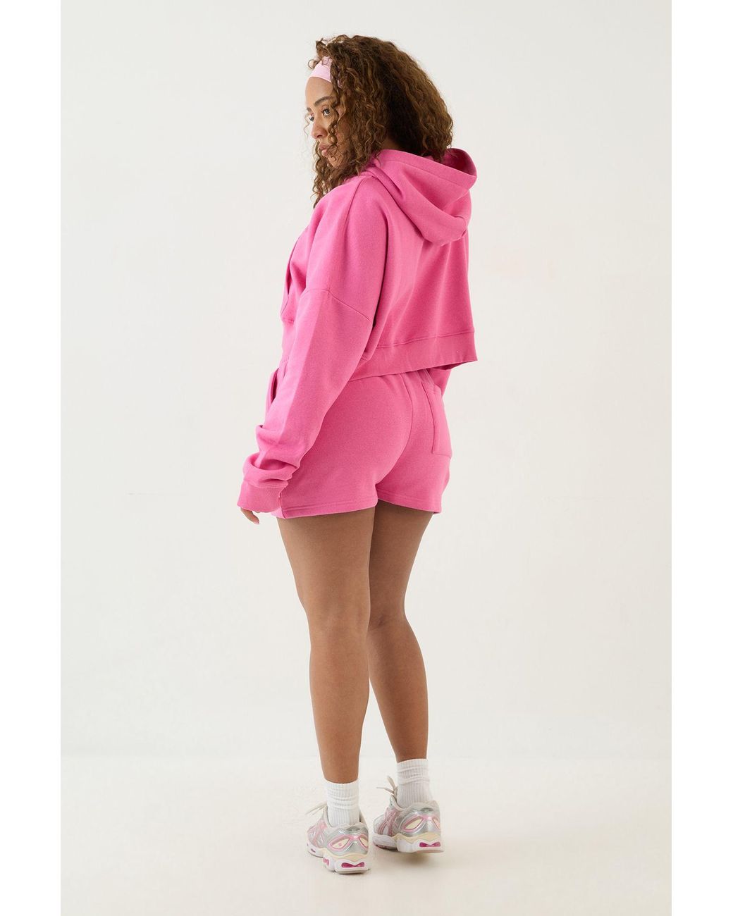 DSGN Studio Pink Boxy Crop Zip Through Hoodie