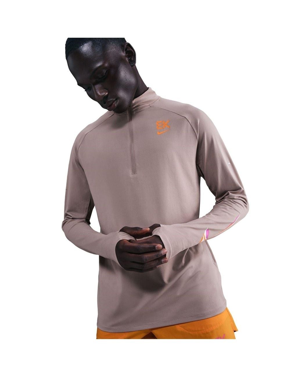 Nike Red Half-Zip Funnel Neck Long Sleeve Tech Top for men
