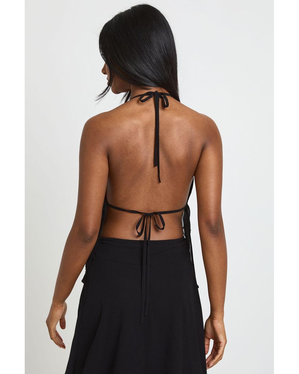 Boohoo Black Beaded Sequin Floaty Cami