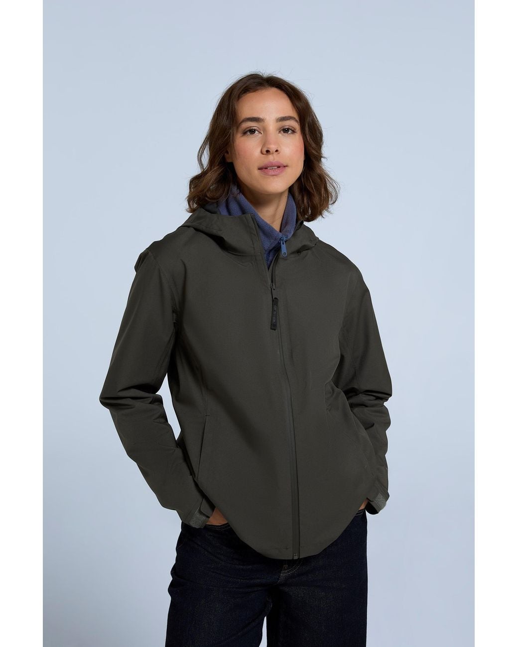 Mountain Warehouse Gray 'Elements' Waterproof Jacket With Adjustable Hood Breathable Coat