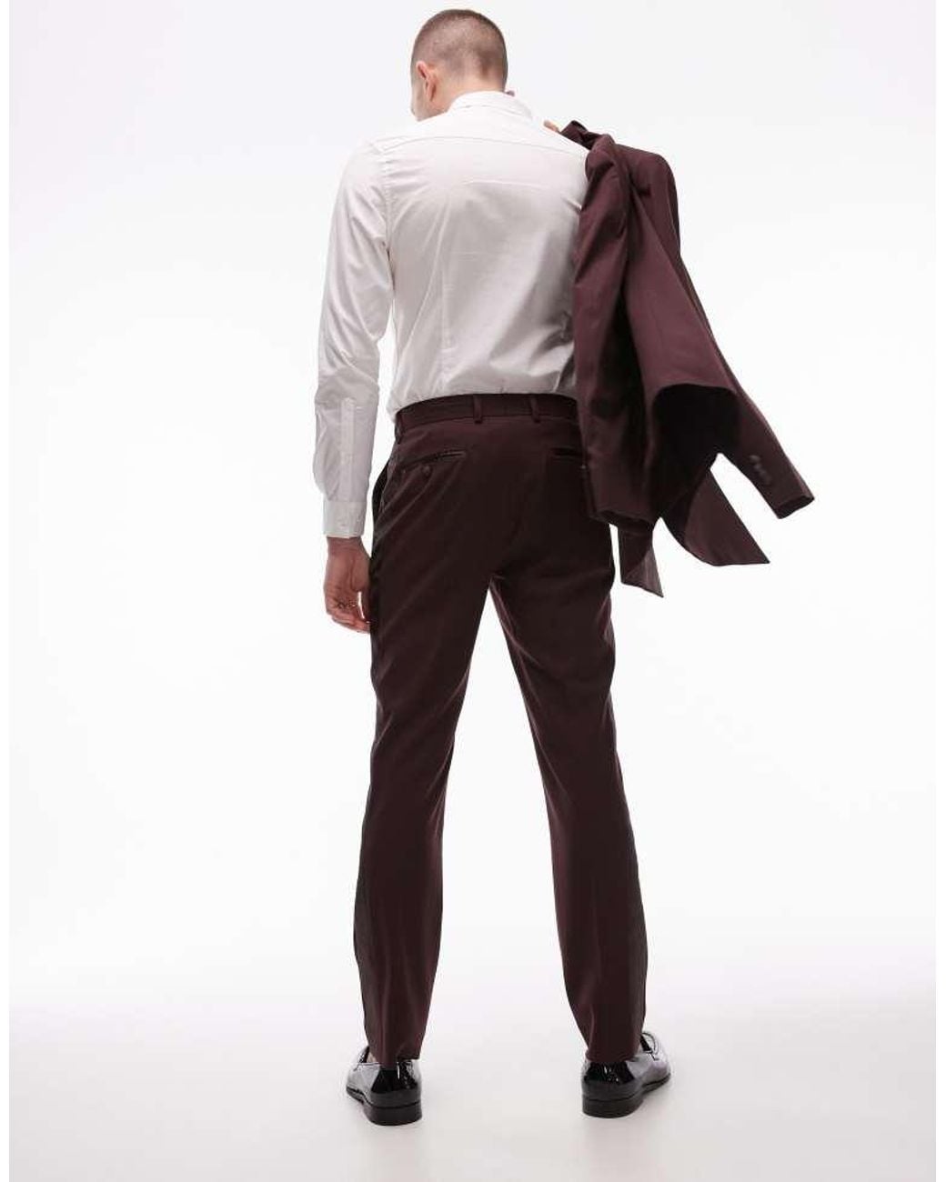 Topman Red Premium Slim Tux Suit Trouser for men
