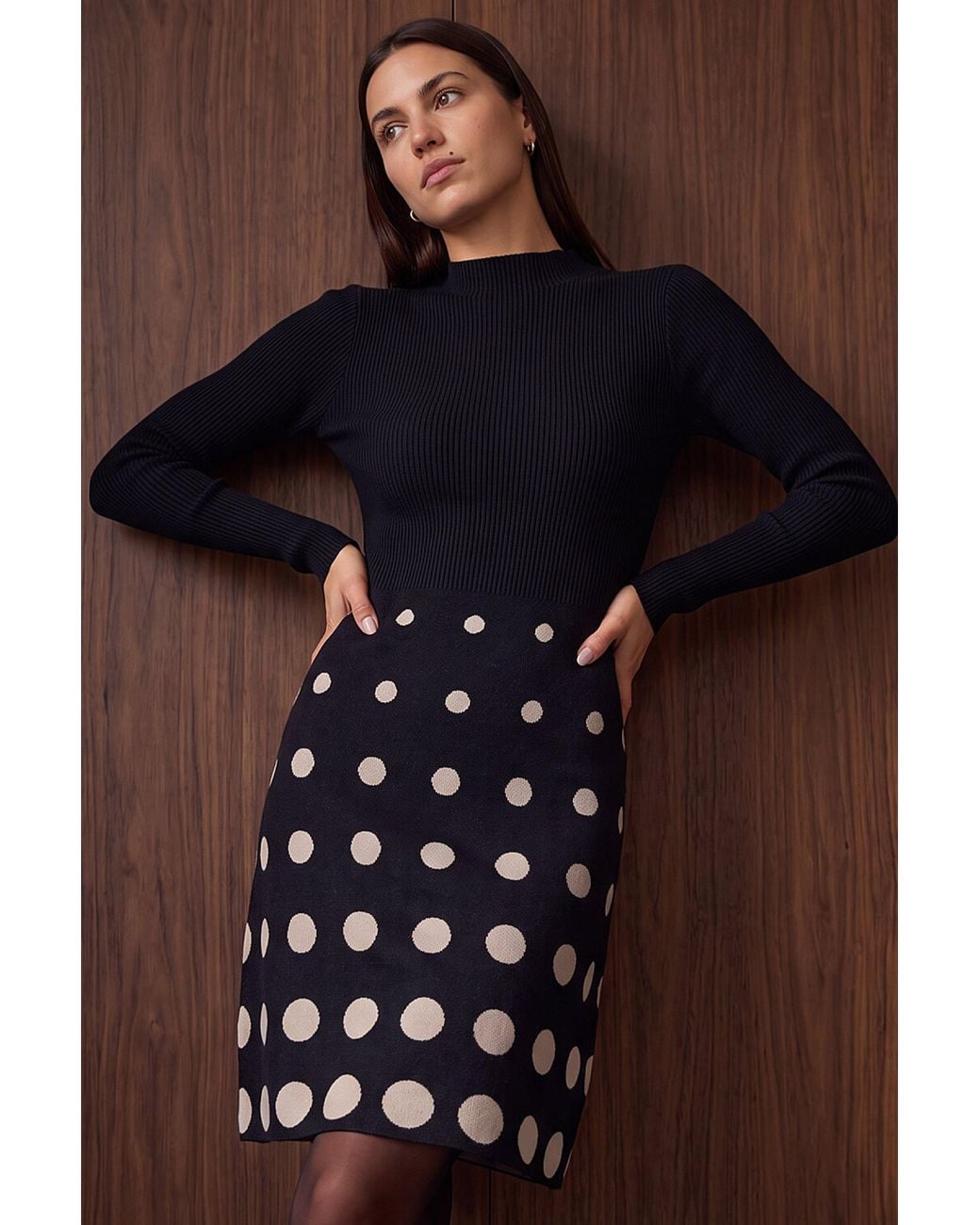 Roman Blue Knitted Spot Dress