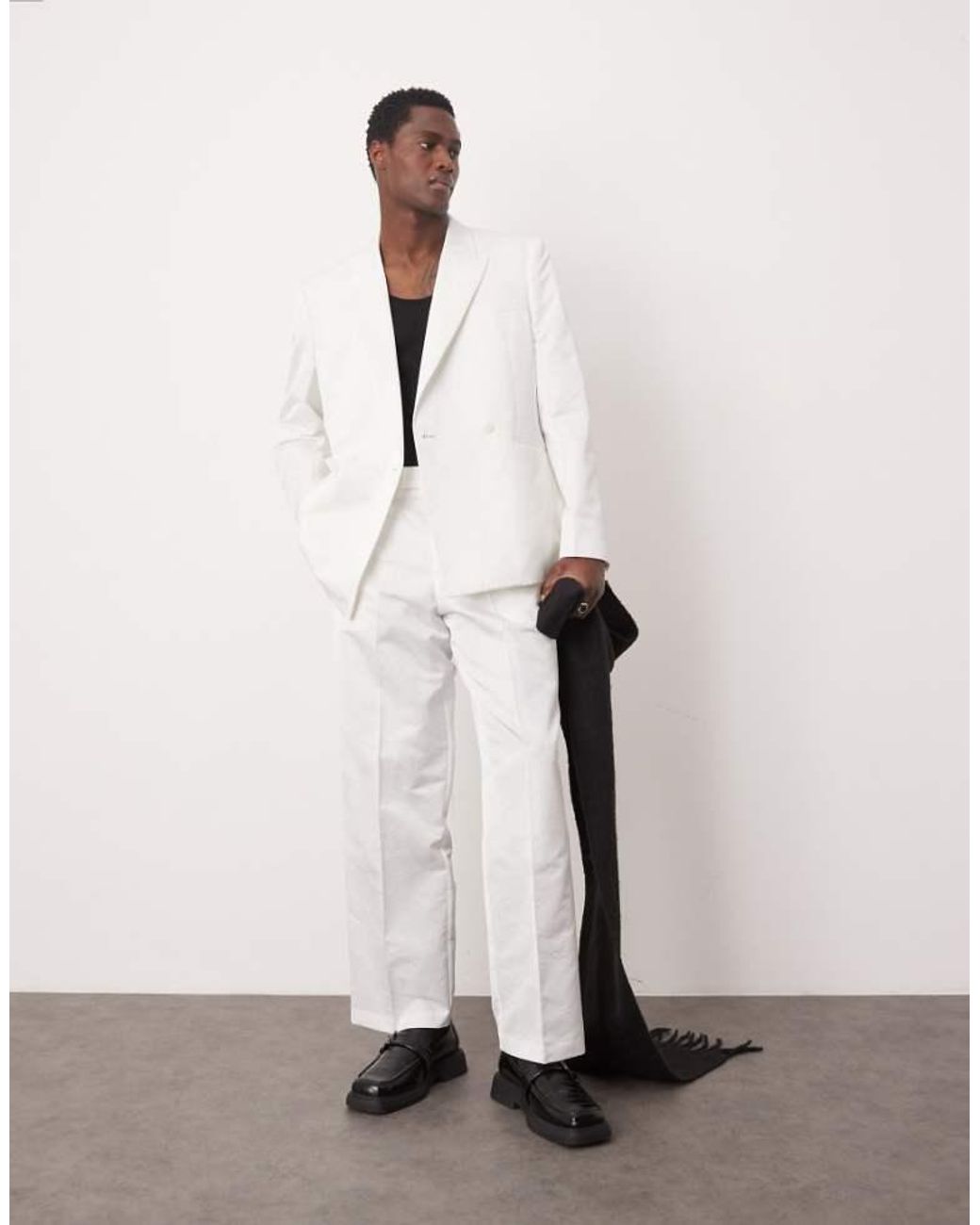 ASOS Natural Wide Leg Suit Trousers for men