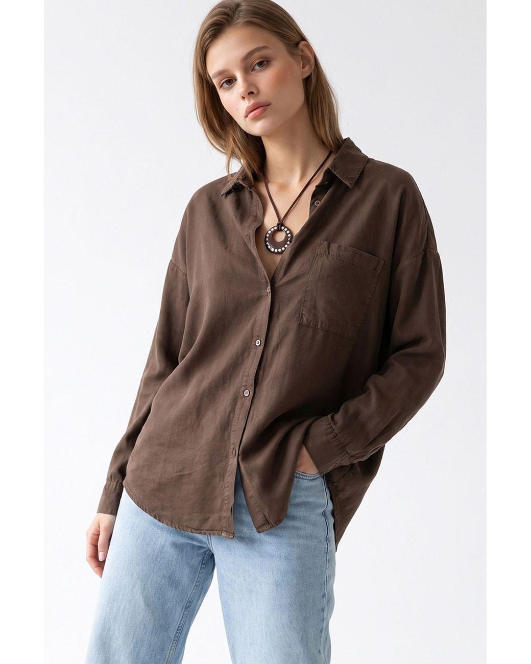 MixRay Brown Tencel Shirt