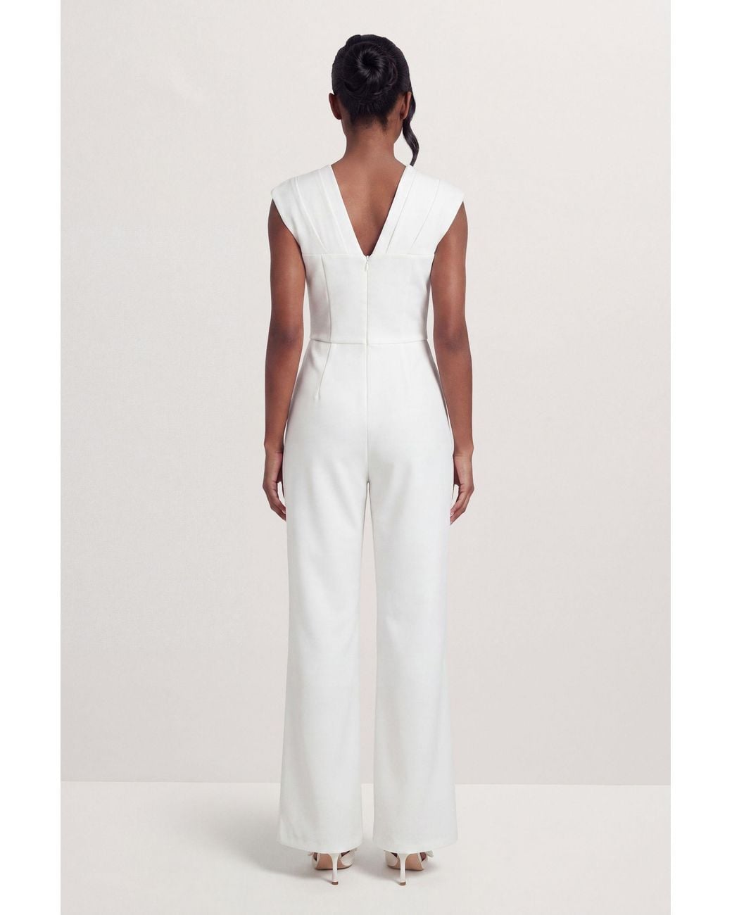 MissPap White Tailored Pleated Structured Jumpsuit