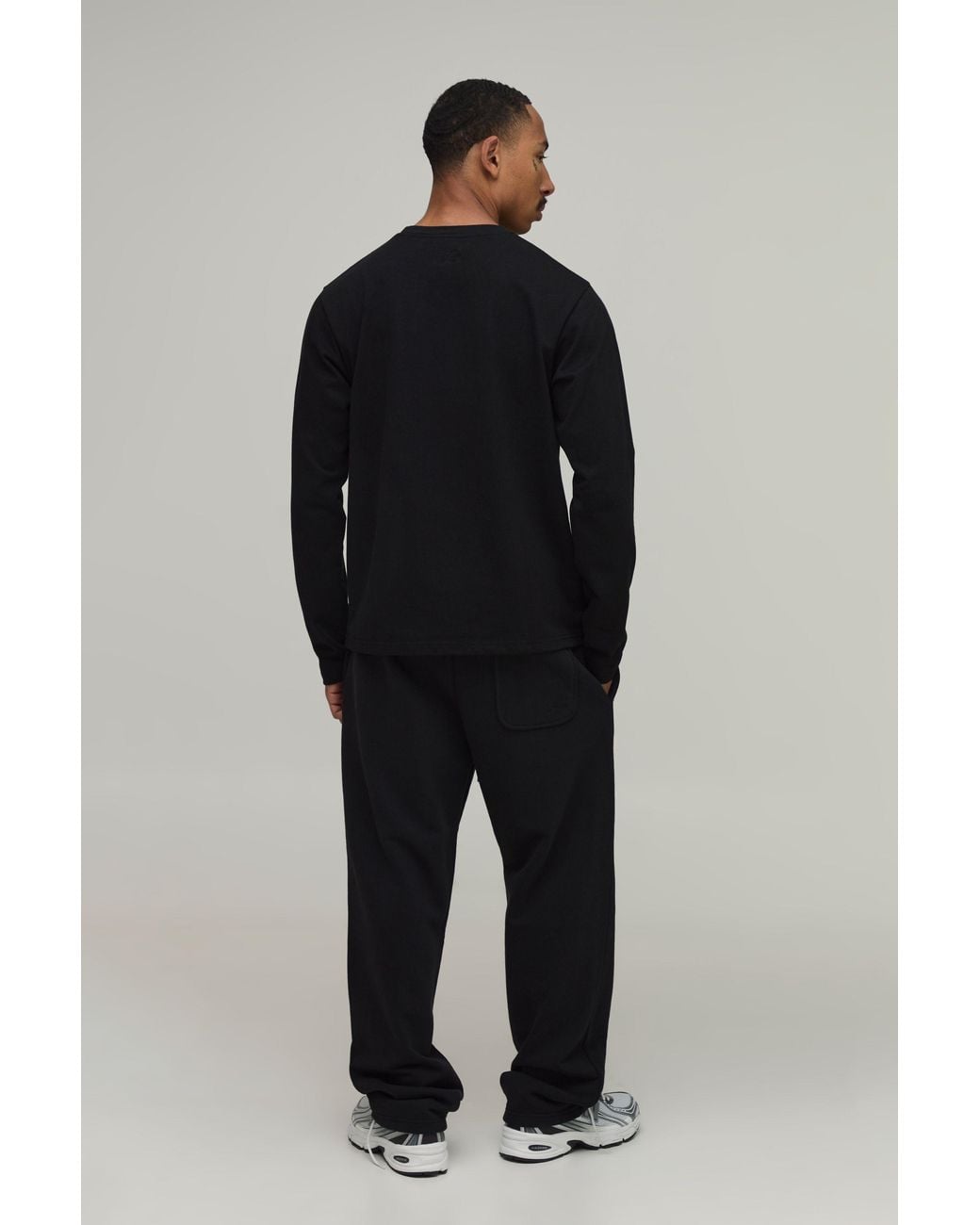 BoohooMAN Black Regular Fit Premium 280Gsm Long Sleeve T-Shirt for men