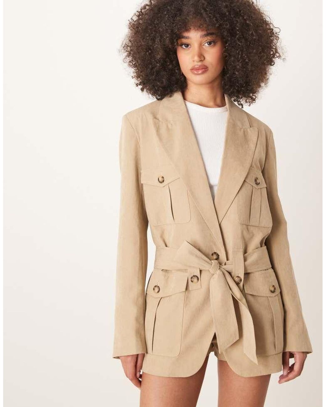 ASOS Natural Faux Suede Utility Blazer Co-Ord
