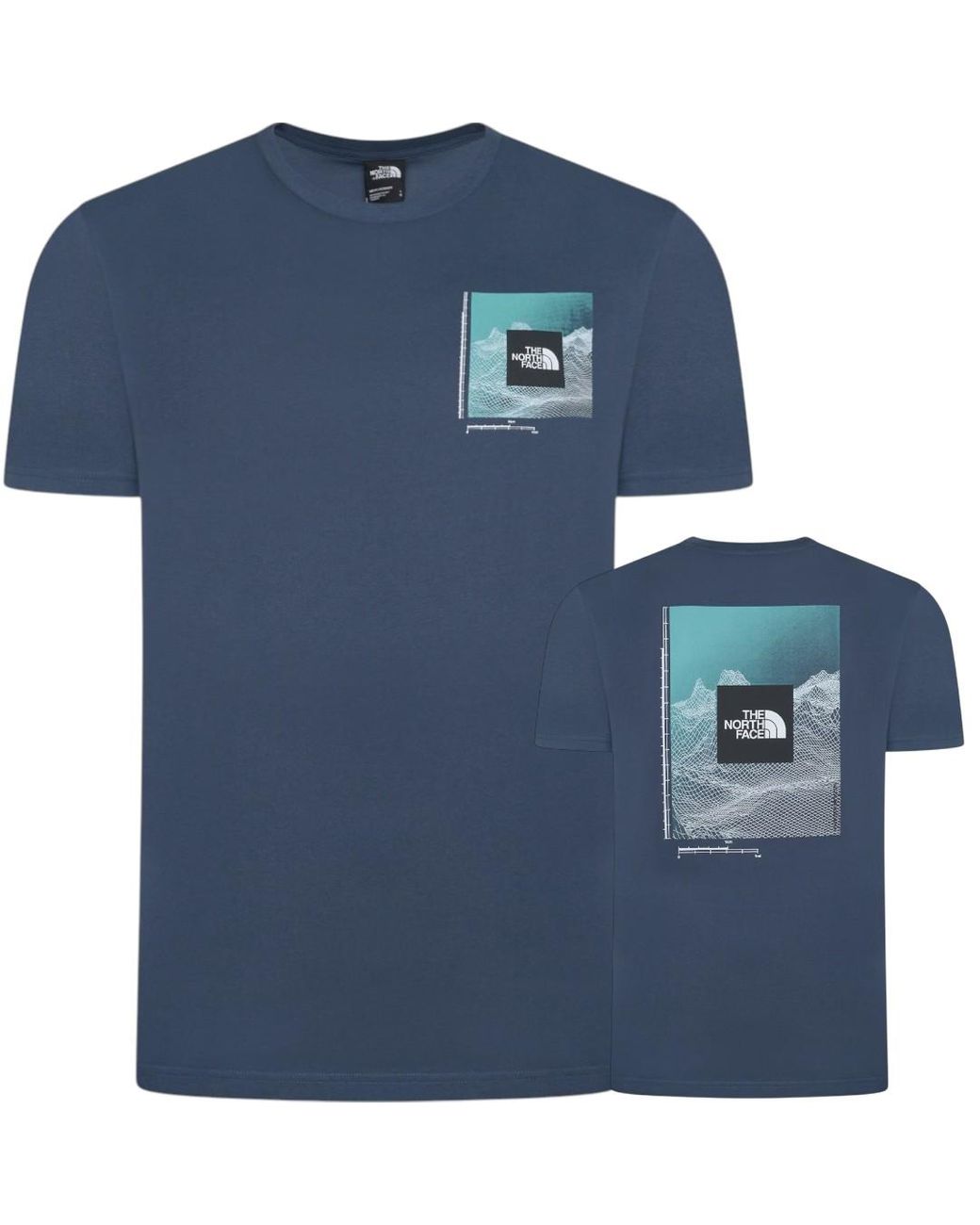The North Face Blue M Digi Mountain Ss Shady T Shirt Cotton for men