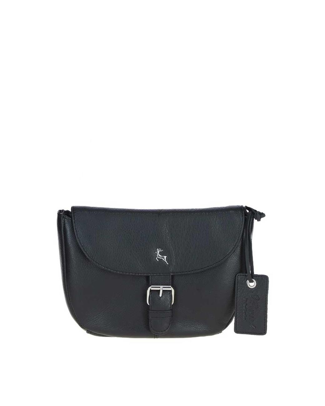 Ashwood Leather Black 'Limerick' Real Flap Crossbody Bag