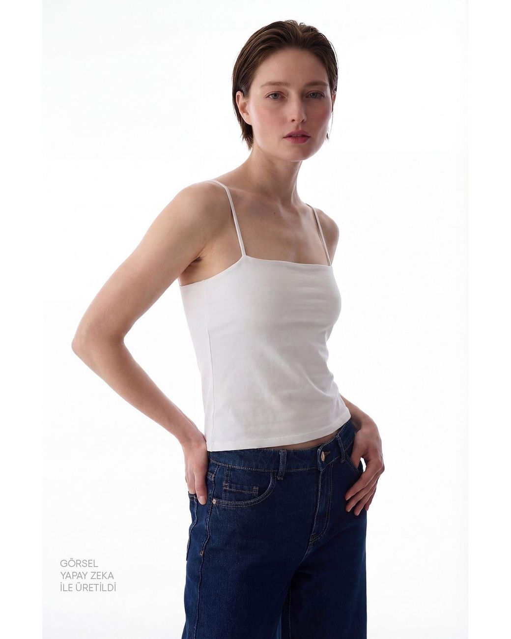 Penti White Fitted Cotton-Modal Cami Tank