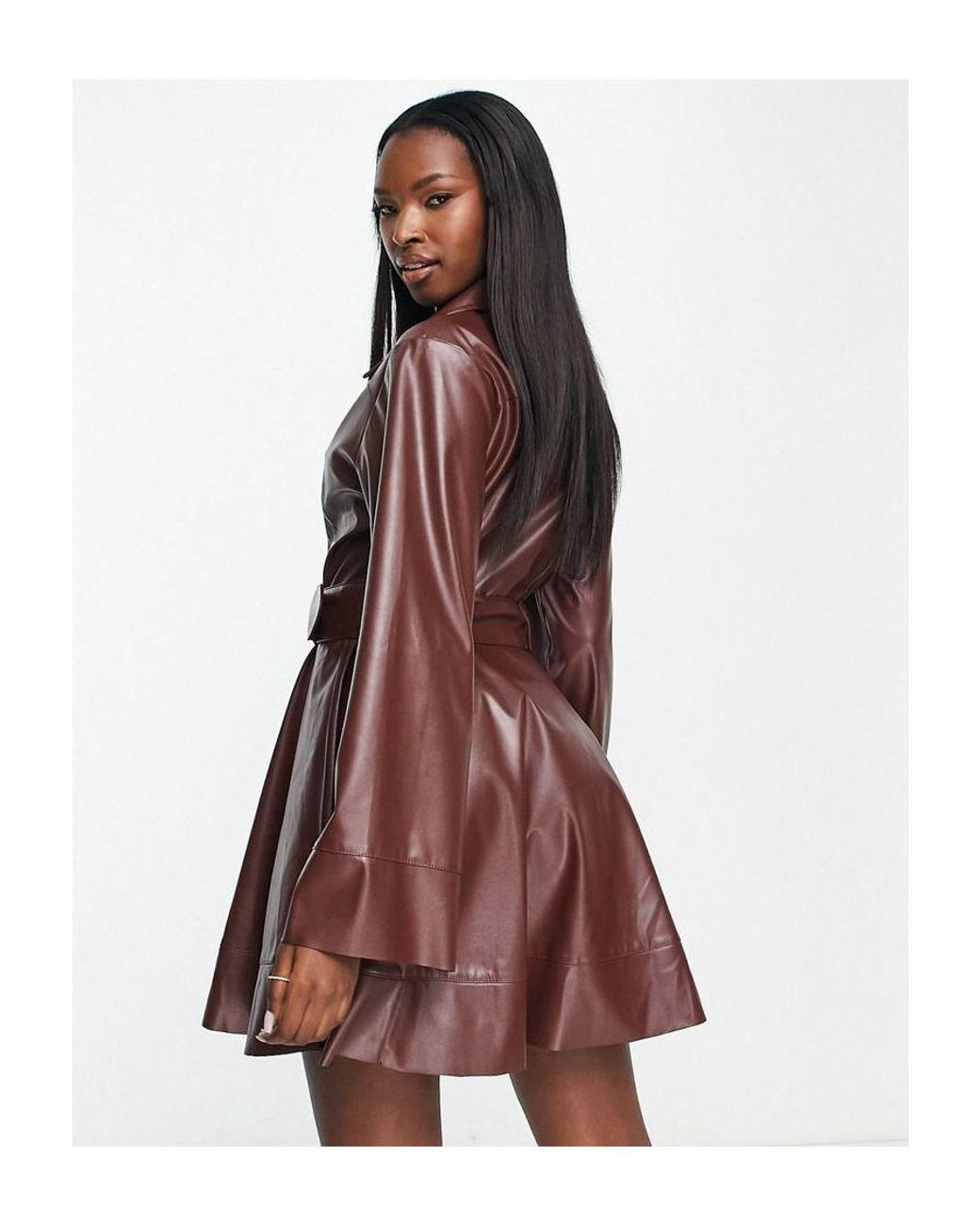 Leather Oasis Skater Coat ASOS Leather Look Belted Skater Mini