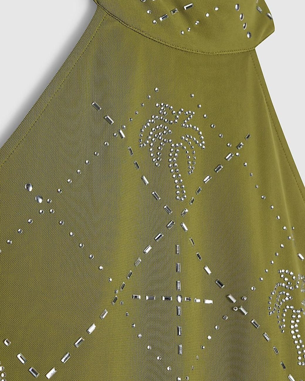 River Island Green Midi Dress Petite Palm Halter Hotfix