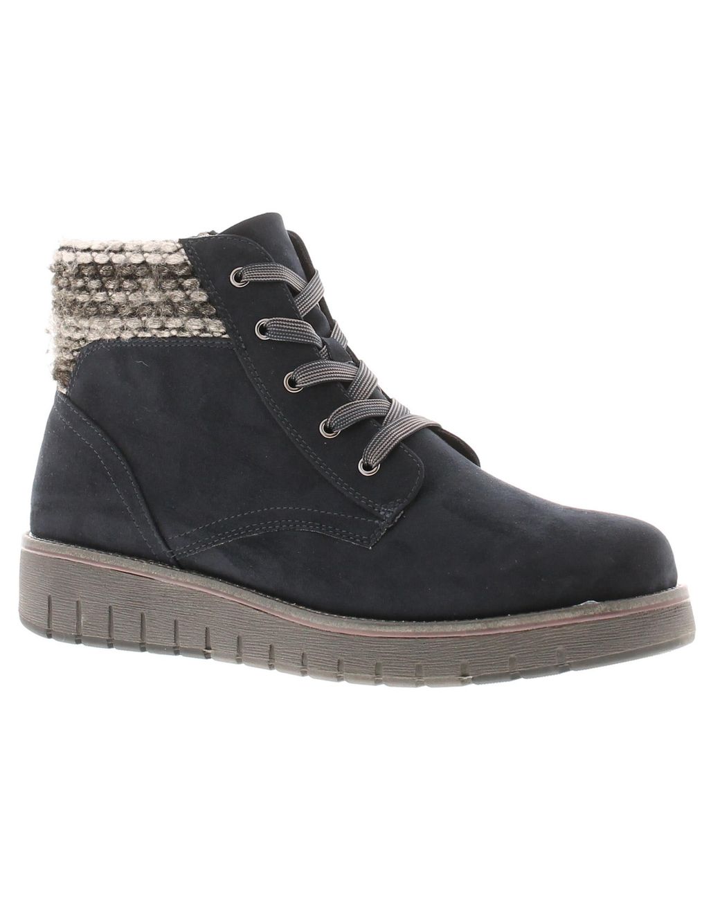 Marco Tozzi Black Boots Ankle Maizie Lace Up Dk Textile