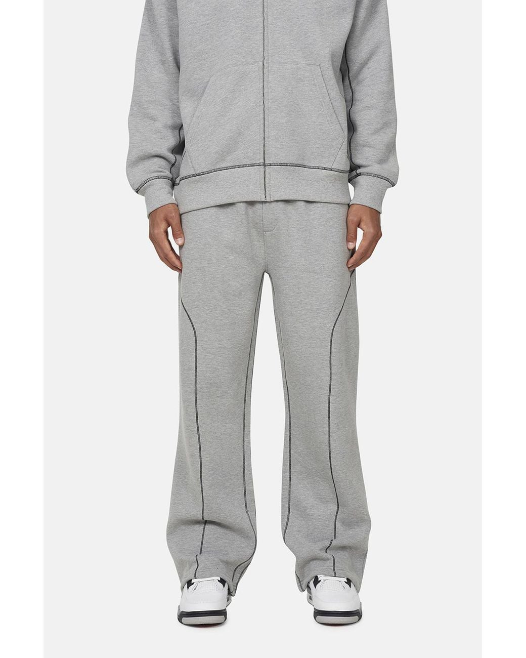 Good For Nothing Gray Coverlock Stitching Baggy Joggers for men