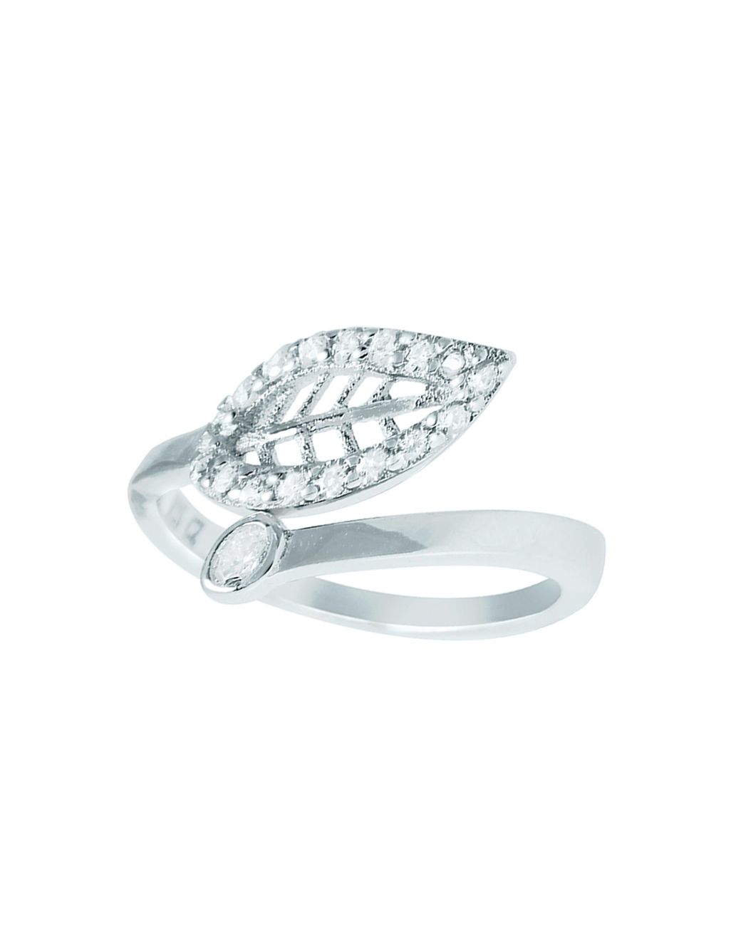 The Jewellery Stockroom Blue Sterling Cubic Zirconia Leaf Ring