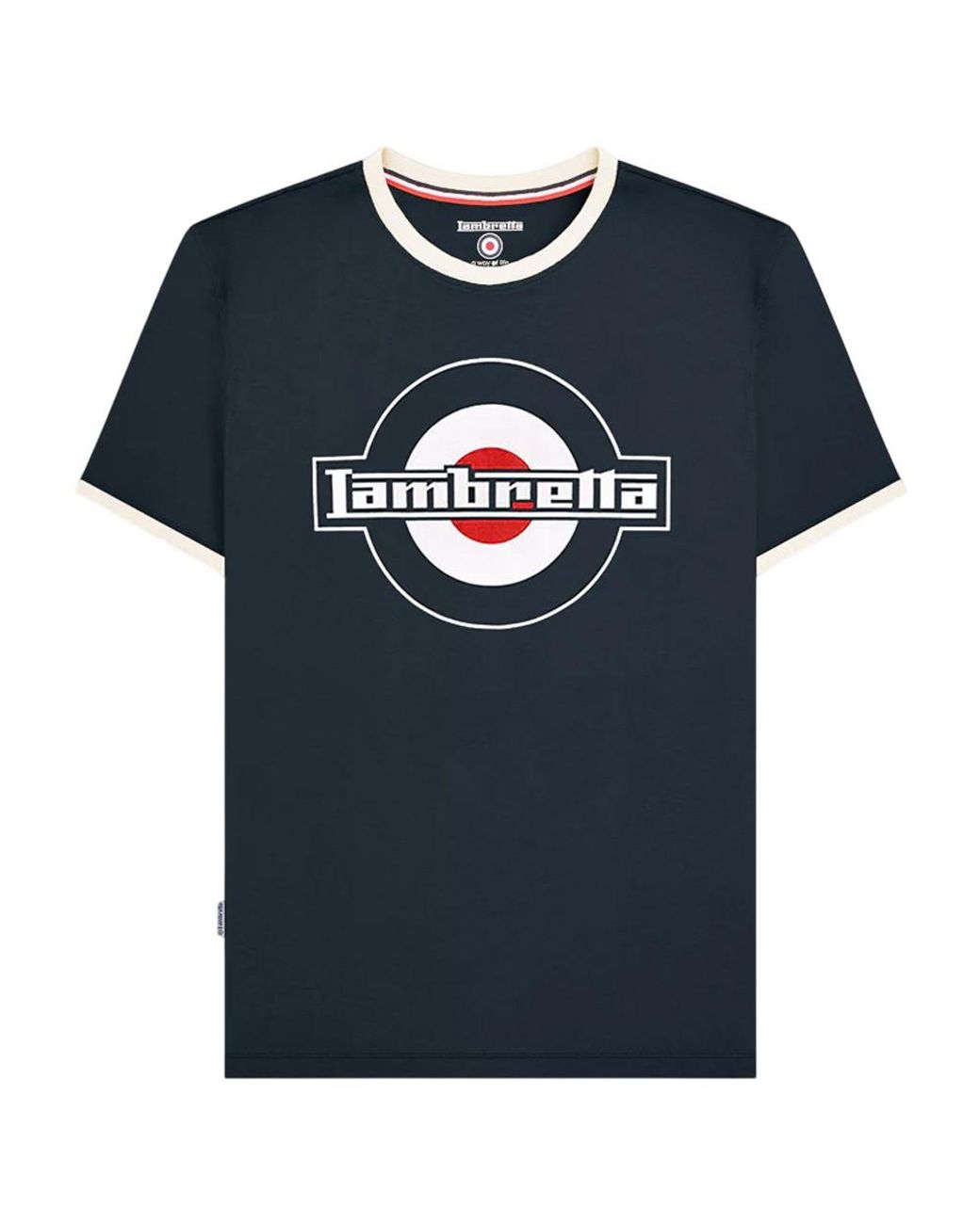Lambretta Blue Ss25 Ringer Logo T-Shirt Cotton for men