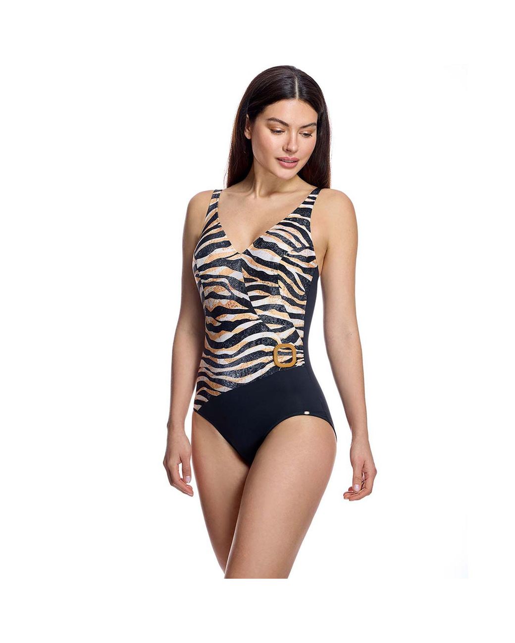 Ory Blue Swimsuit V-Neck Bathing Suit W260970