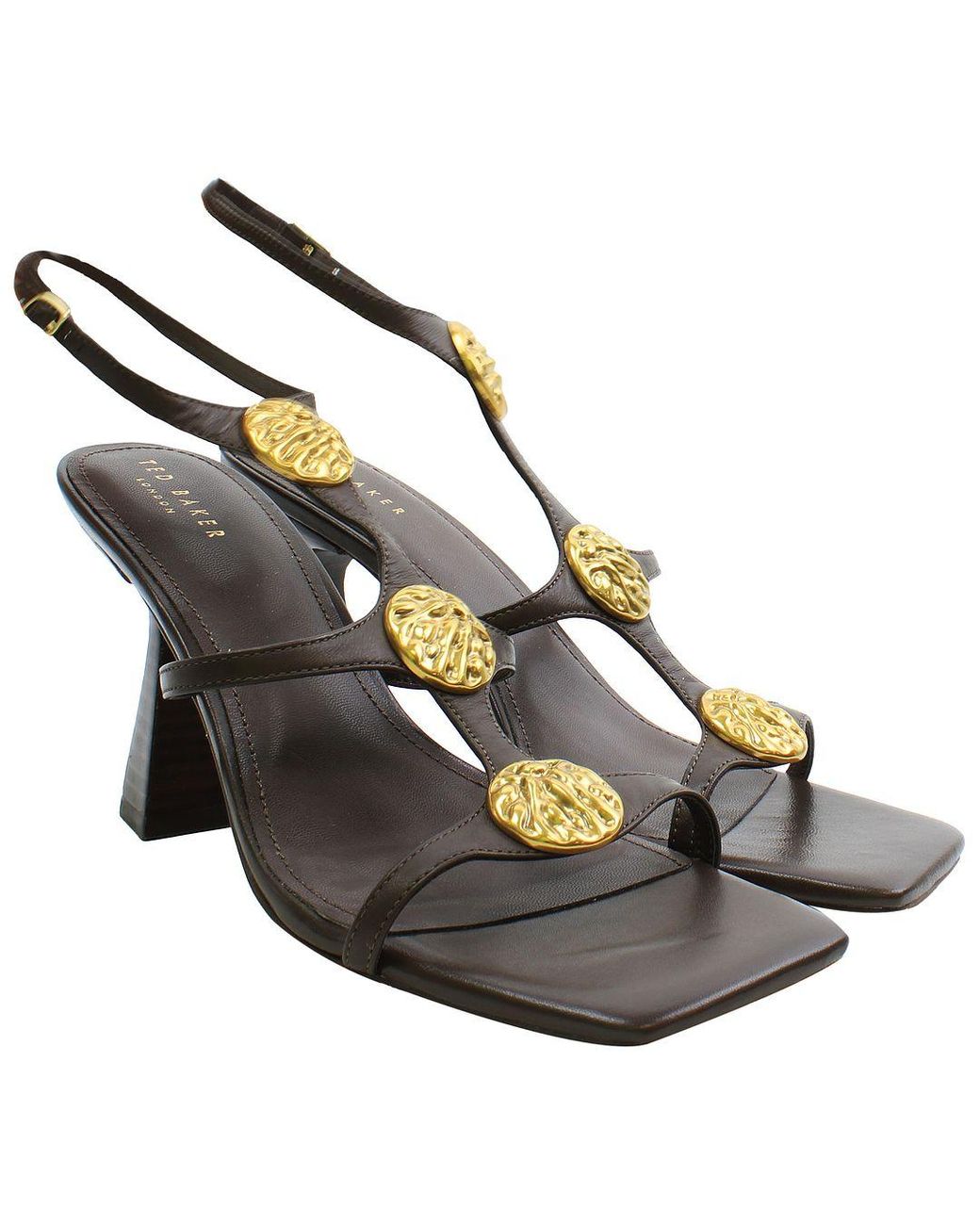 Ted Baker Metallic Tayalin Heeled Sandals Leather