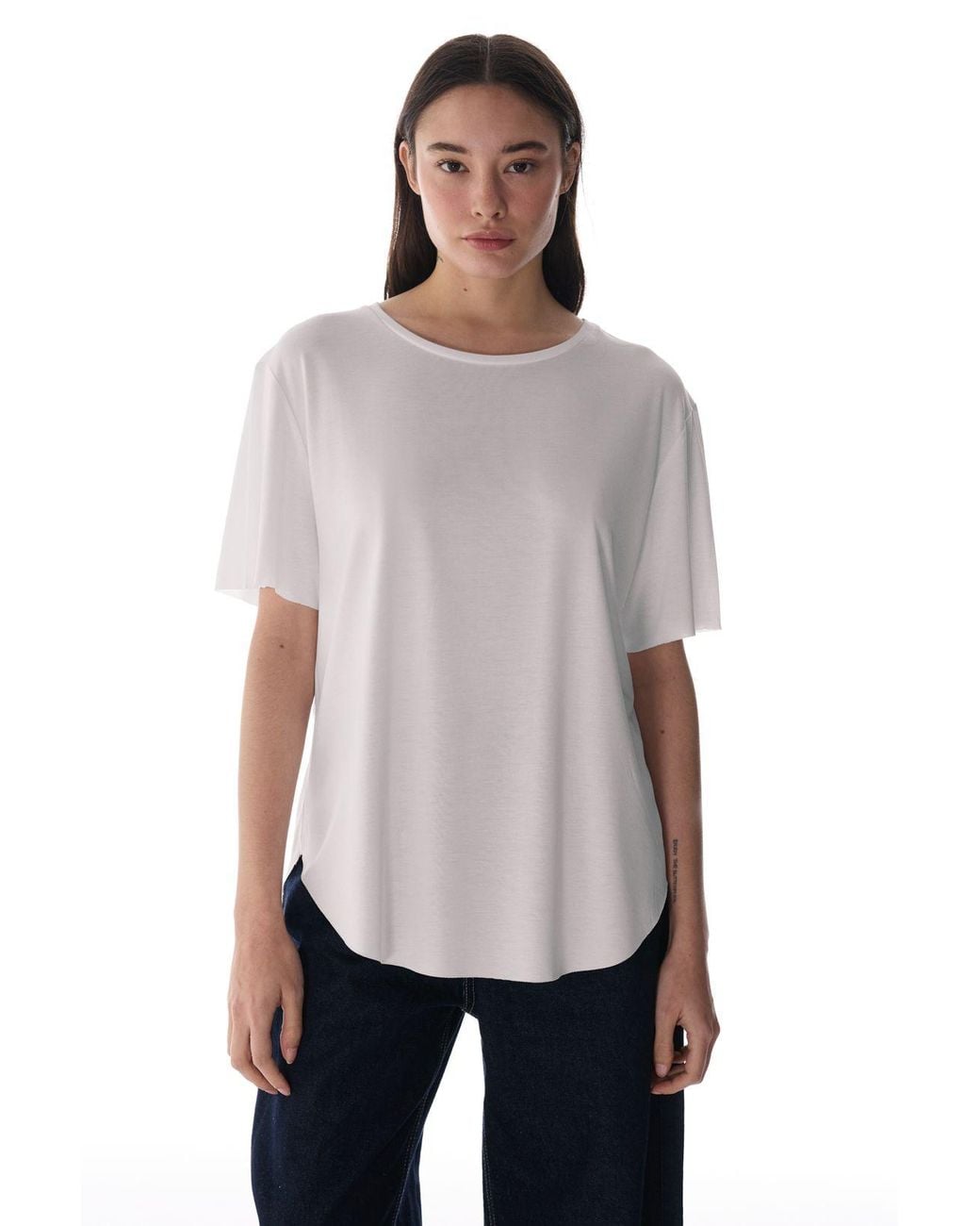 Penti White Oversized Modal-Blend Crew Neck T-Shirt