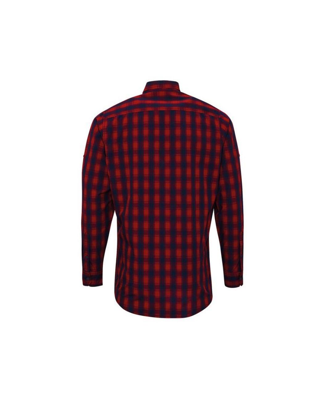 PREMIER Red Mulligan Checked Cotton Long-Sleeved Shirt for men