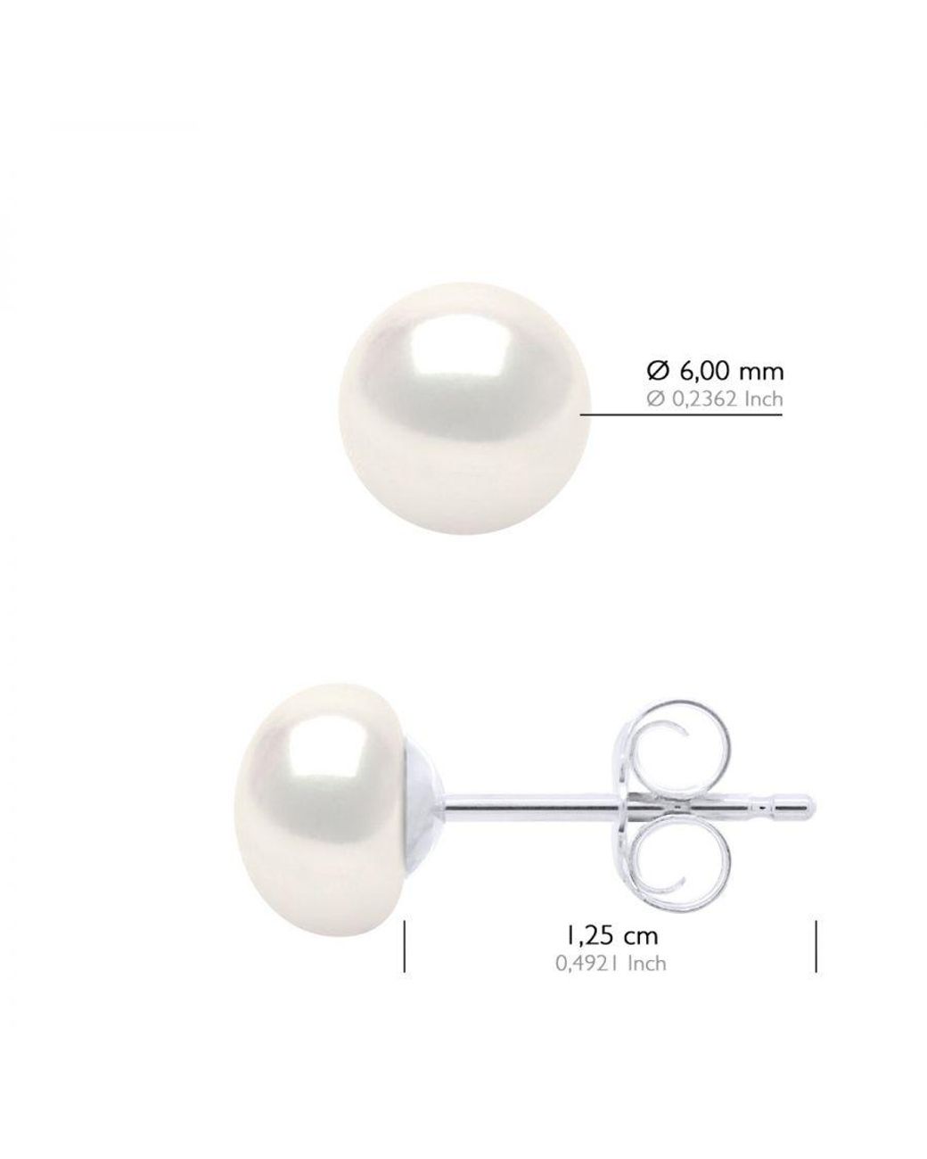 Ateliers Saint Germain White Earrings 925 Real Cultured Freshwater Pearls Button 6-7 Mm