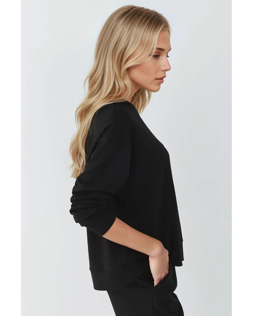 Hiccup Black Modal Touch Basic Sweatshirt