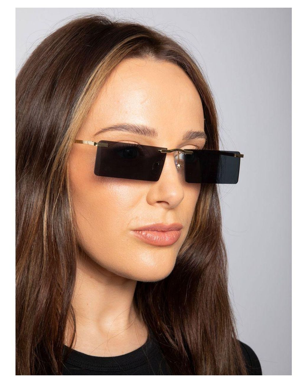 SVNX Blue Frameless Rectangle Sunglasses