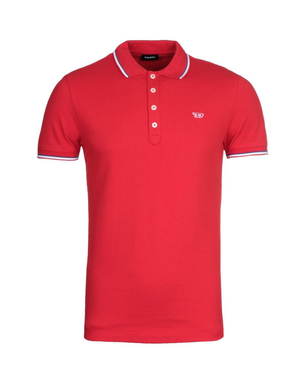 DIESEL Red T-Randy Twin Tipped Polo Shirt for men