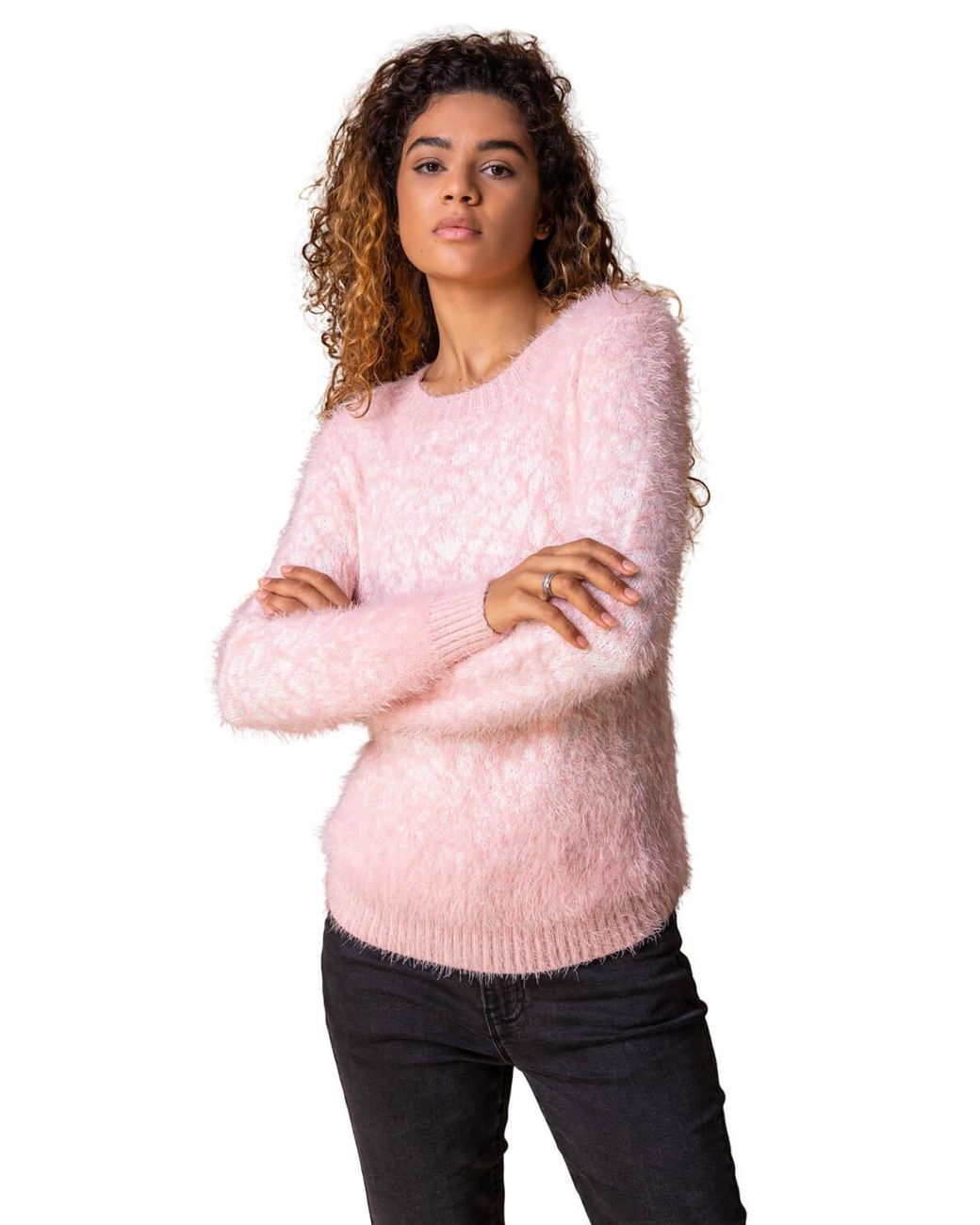 Roman Pink Mosaic Print Fluffy Jumper