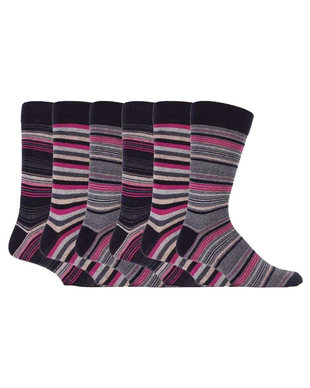 Sock Snob Red 6 Pack Colourful Striped Patterned Dress Cotton Socks for men