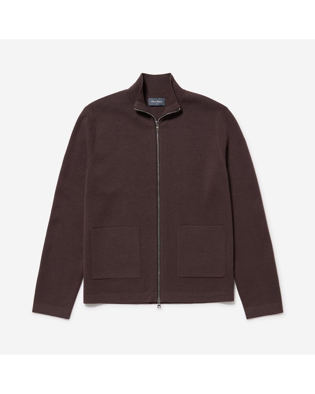 Oliver Sweeney Brown Knitted Merino Wool Blend Jacket for men