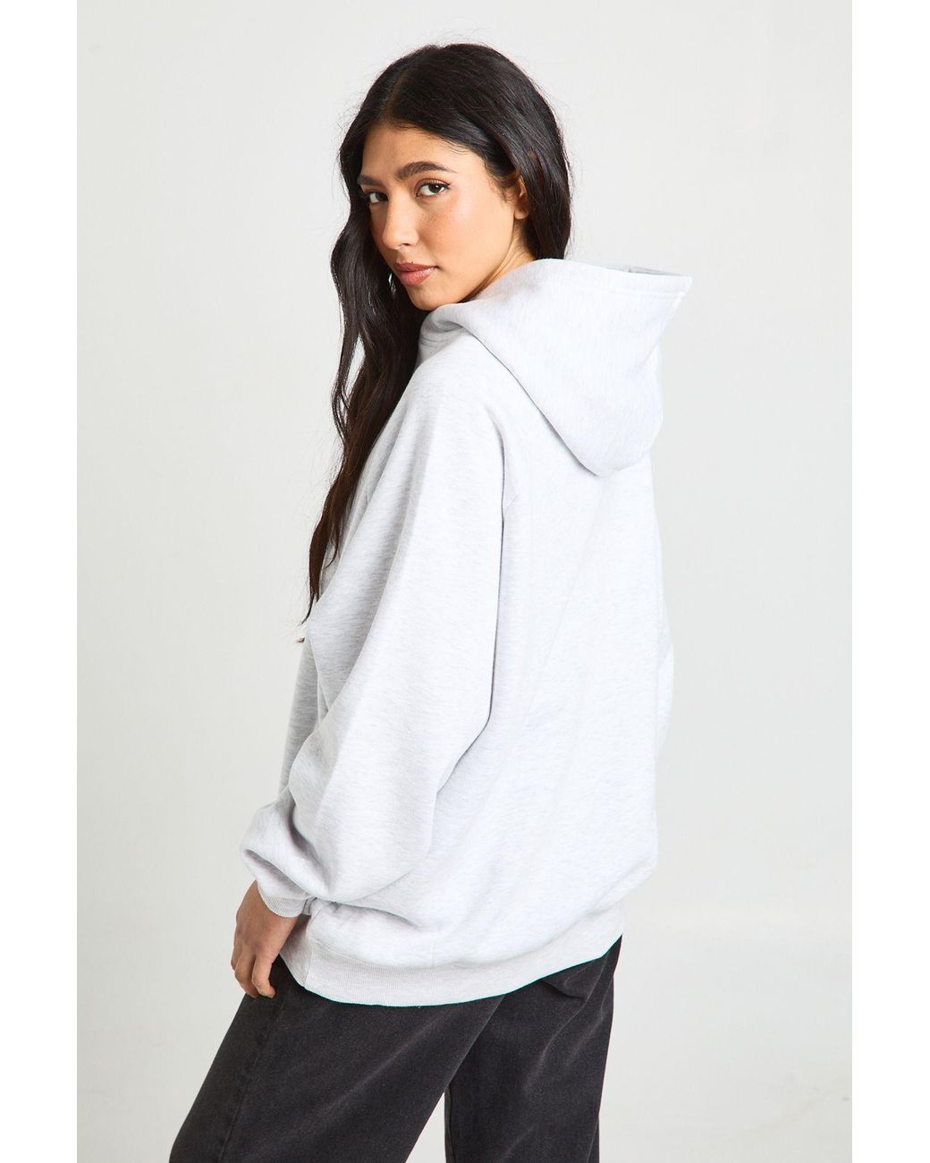 Boohoo White Tall Raglan Seam Oversized Hoodie