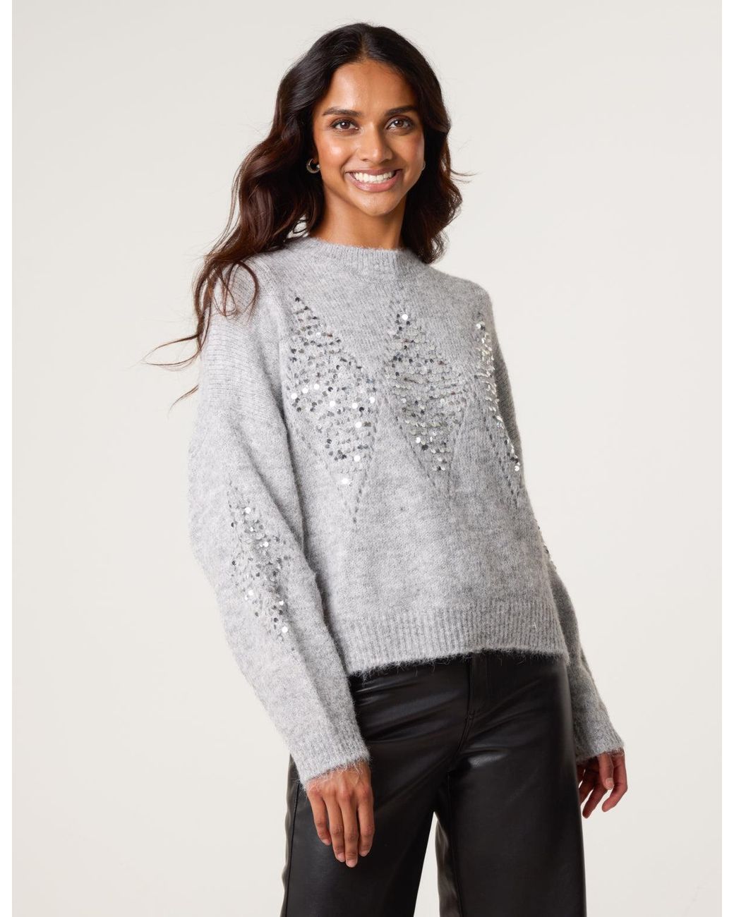 Blue Vanilla Gray Diamond Sequin Jumper