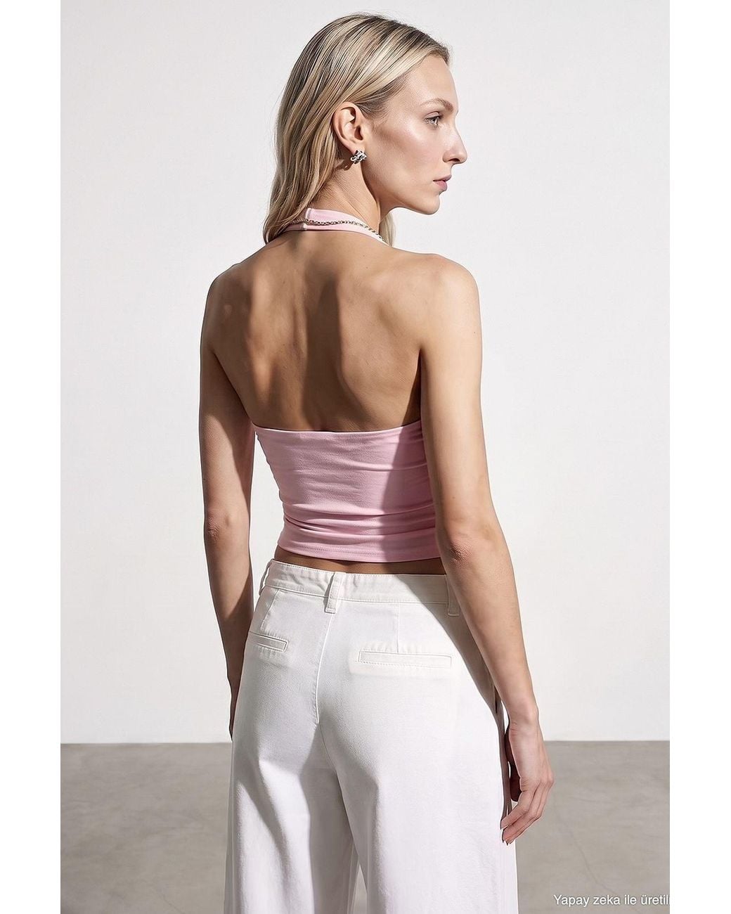 Dilvin White Nylon-Elastan-Bluse
