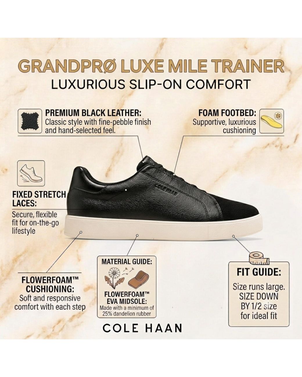 Cole Haan Black Grandpro Luxe Mile Trainer Suede Sneakers for men