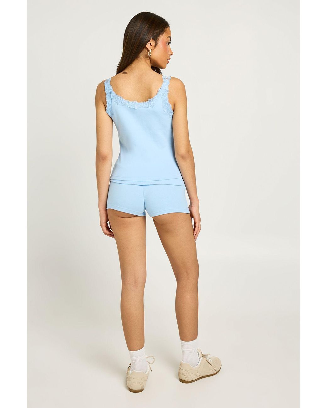 Boohoo White Lace Trim Strappy Vest Top