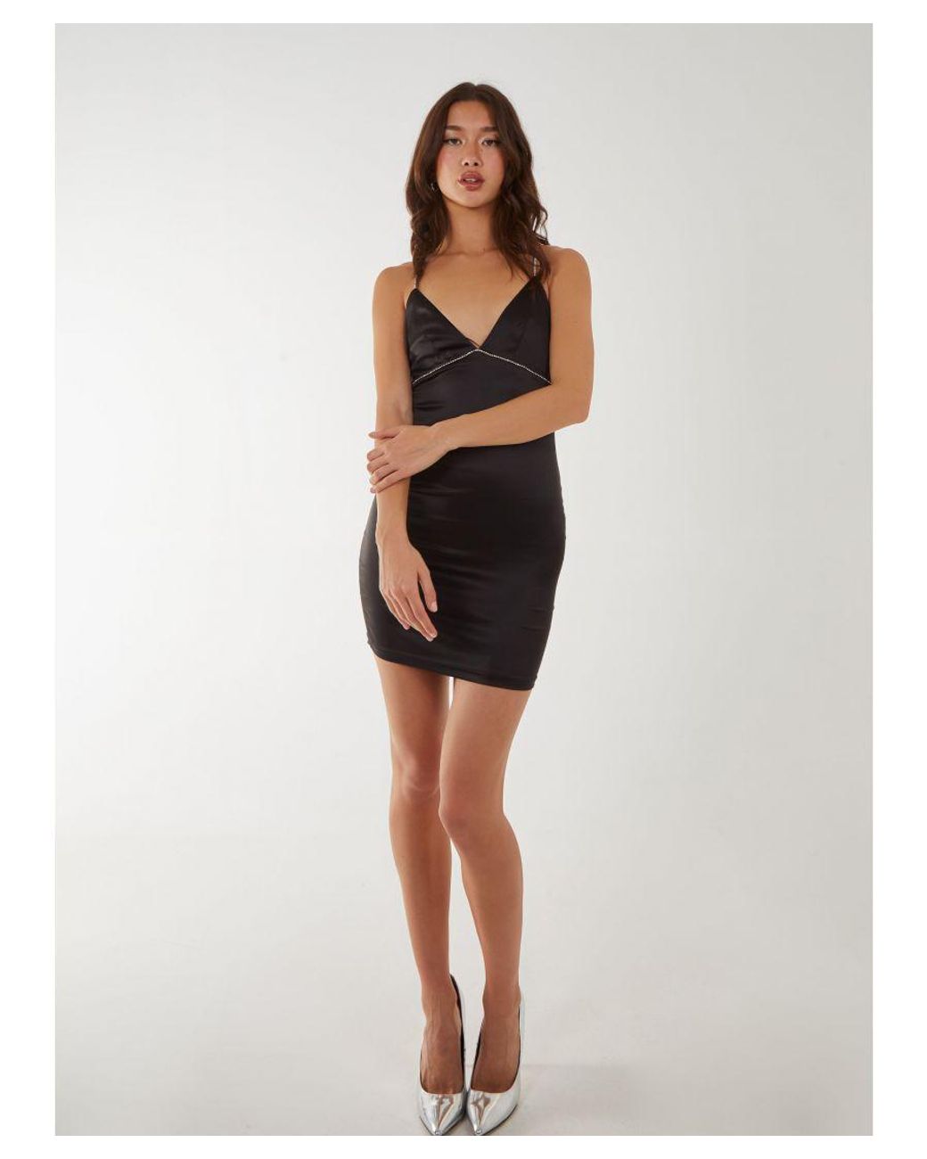 Pink Vanilla Black Rhinestone Crossback Bodycon Dress