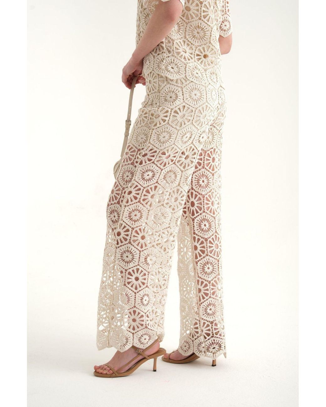 Hiccup Natural Lace Crochet High Waist Trousers