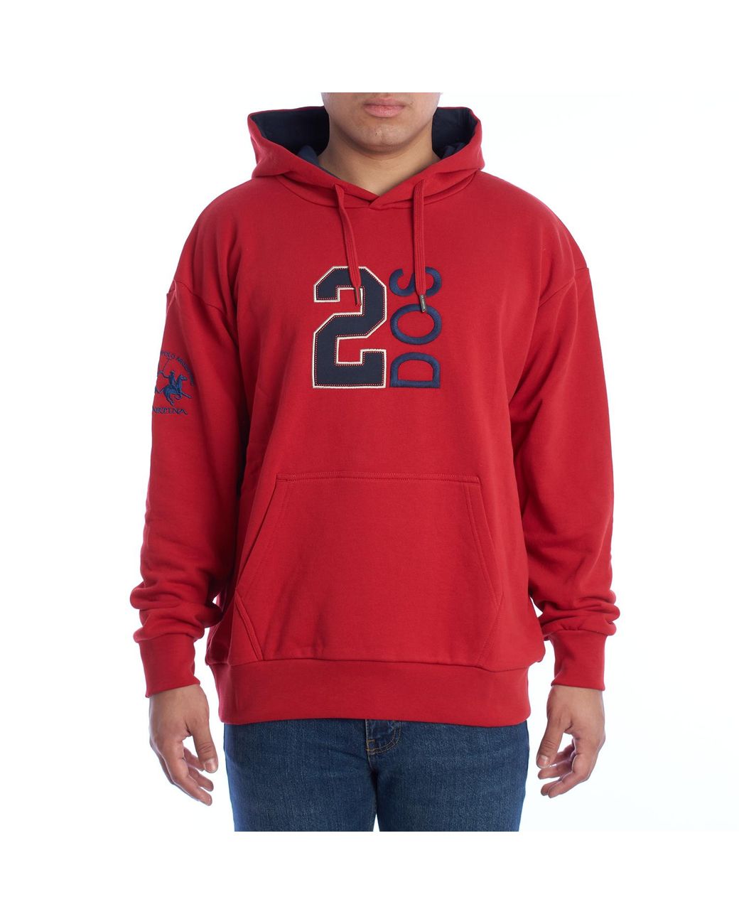 La Martina Red Hoodie Over Fit Hooded Sweatshirt Umf603-Fp529 for men