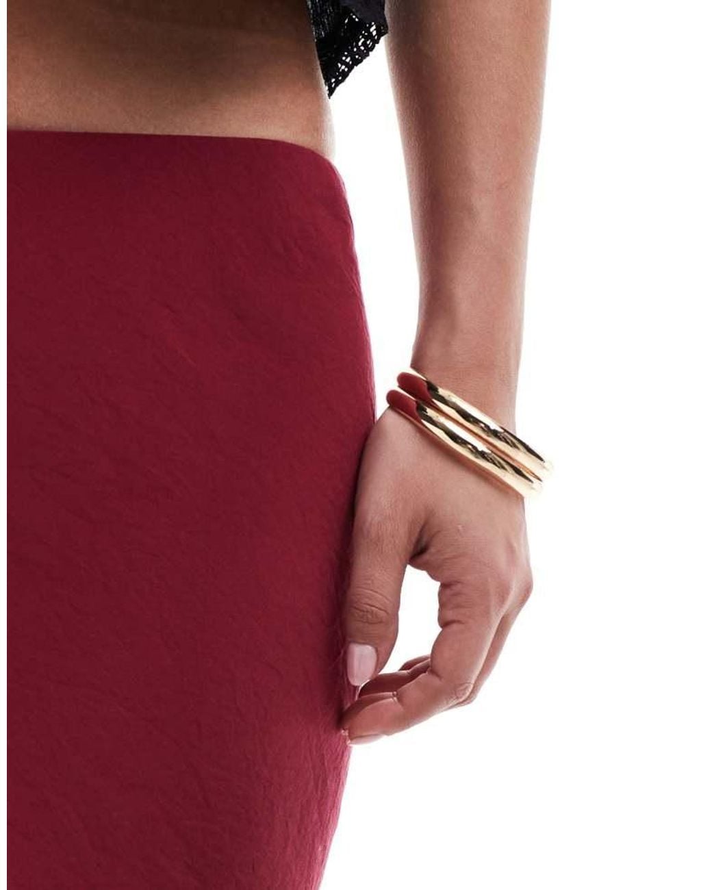 ASOS Red Soft Touch Bias Midi Skirt