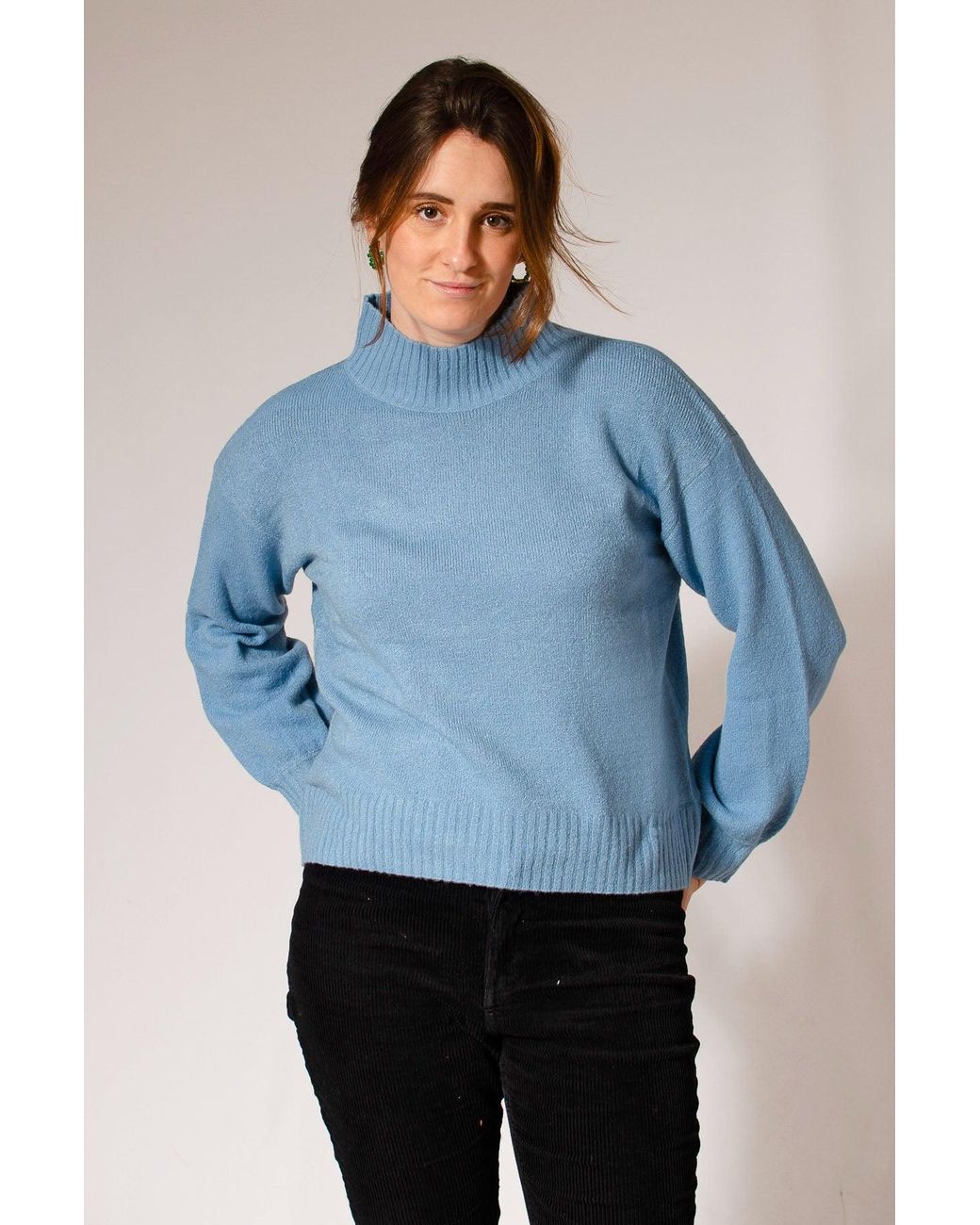 John Lewis Blue Funnel Neck Drop Shoulder Jumper