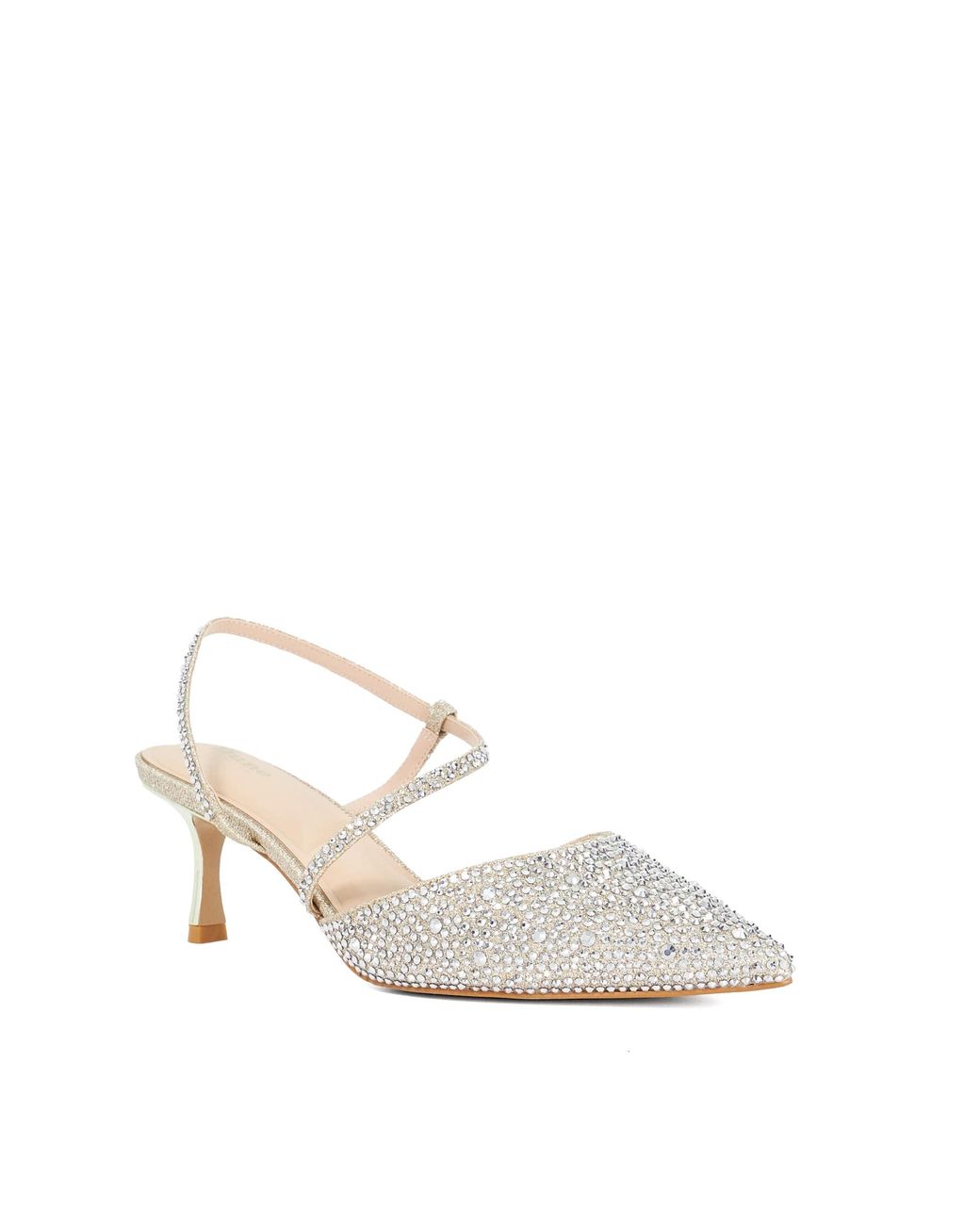 Dune White Wf Charmed Embellished Open Court Shoes