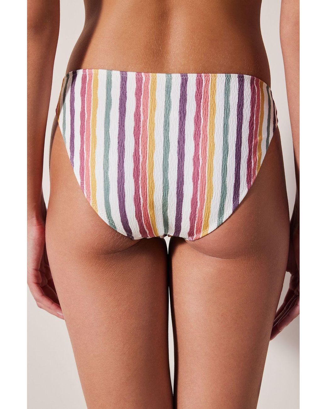 Penti Pink Striped Mid-Waist Bikini Bottoms